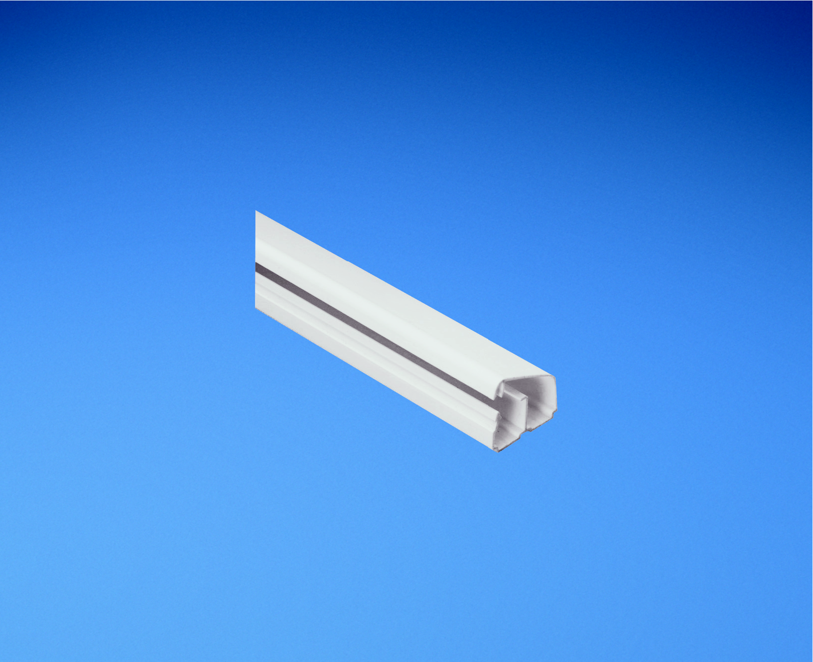Product image for Panduit LD2P10IW8-A Two Channel Tamper Resistant One-piece Latching Surface Raceway. Supplied With Pre-applied Adhesive Backed Tape. Available In 8' And 10' Lengths.