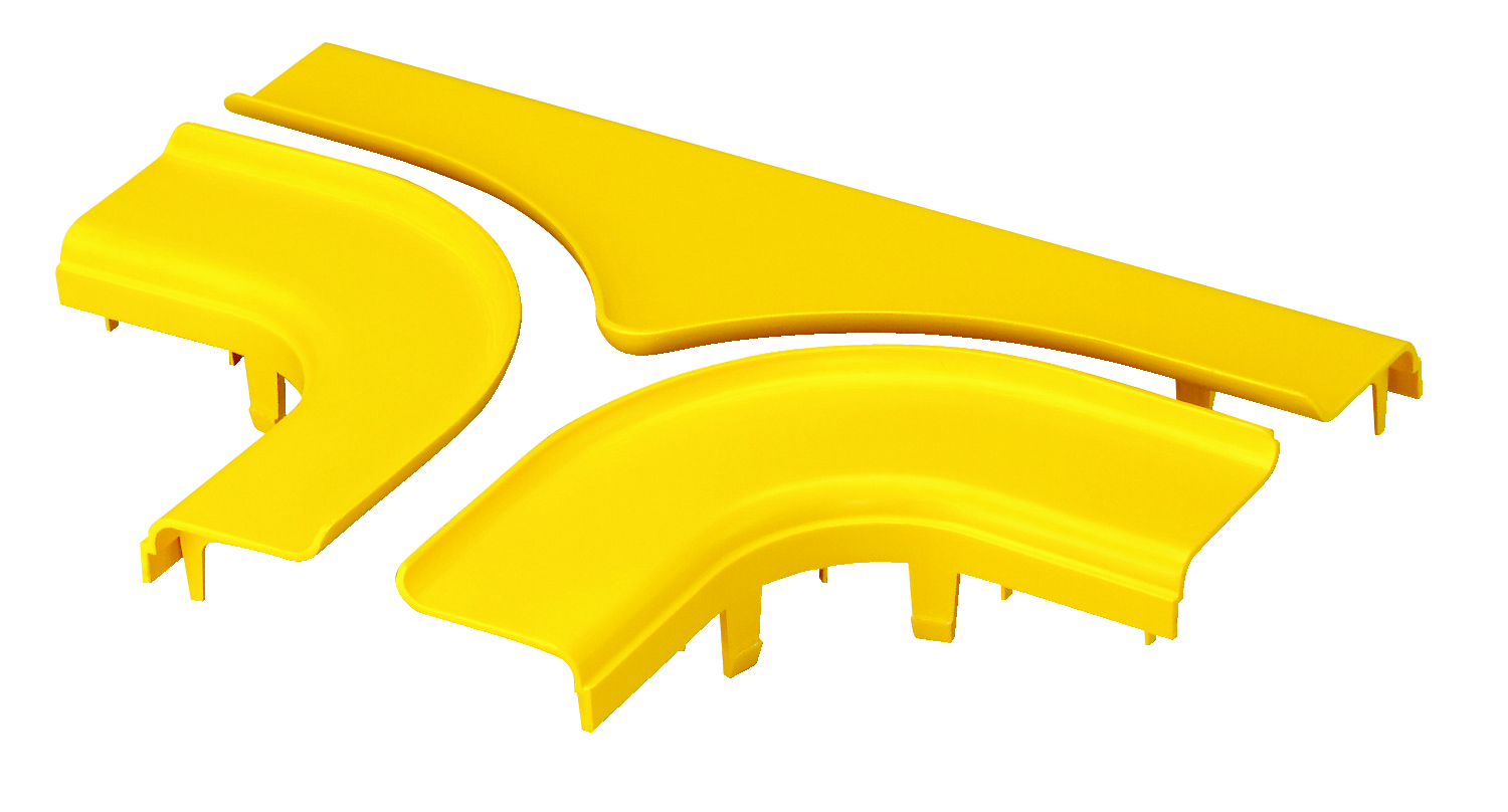 Product image for Panduit FRTSC4YL Split Cover, Horizontal Tee, 4" x 4" (100mm x 100mm), FiberRunner, Yellow