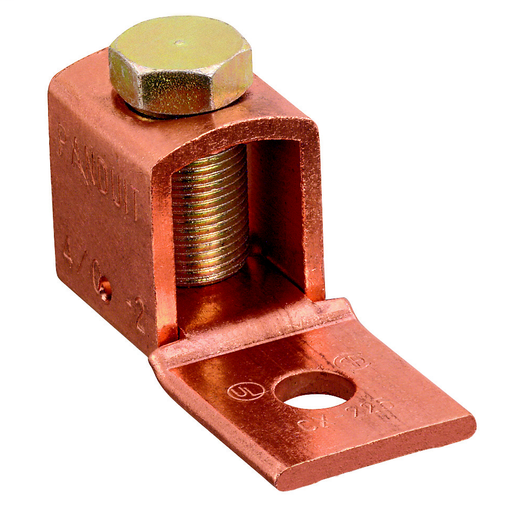 Product image for Panduit CX225-56HK-QY 225 Amp 2 to 4/0 AWG Copper Single Barrel 1-Hole Straight Fixed Tongue Mechanical Lug Connector