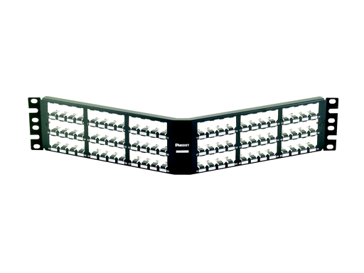 Product image for Panduit CPA72BLY Patch Panel, 72 Port, Angled, All Metal, Black