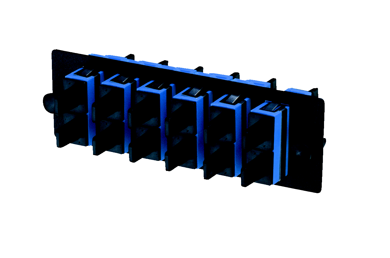 Product image for Panduit FAP6WBUDSC SC FAP Loaded With 6 SC Duplex Singlemode Fiber Optic Adapters (blue) With Phosphor Bronze Split Sleeves.