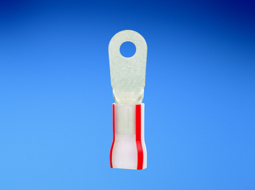 Product image for Panduit PK8-14R-T Ring Terminal, large wire, KYNAR insulated, 8 AWG, 1/4" stud size