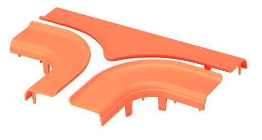 Product image for Panduit FRTSC4OR Split Cover, Horizontal Tee, 4" x 4" (100mm x 100mm), FiberRunner, Orange