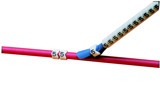 Product image for Panduit PCA23-Y-Z Pre-Printed Clip-On WM, Non-Adhesive Acetal, OD Wire Diameter .23" - .37", Y - Z, +, - Legend only