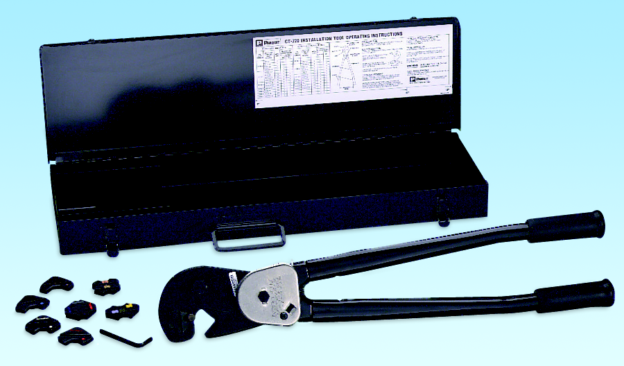 Product image for Panduit CT-720-7CC Controlled Cycle Tool Kit With Seven Dies. Controlled Cycle Mechanism Factory Installed On Crimping Tool.includes: ?.. Seven Dies (cd-720-1 Through Cd-720-7) For Installing #8 Awg .