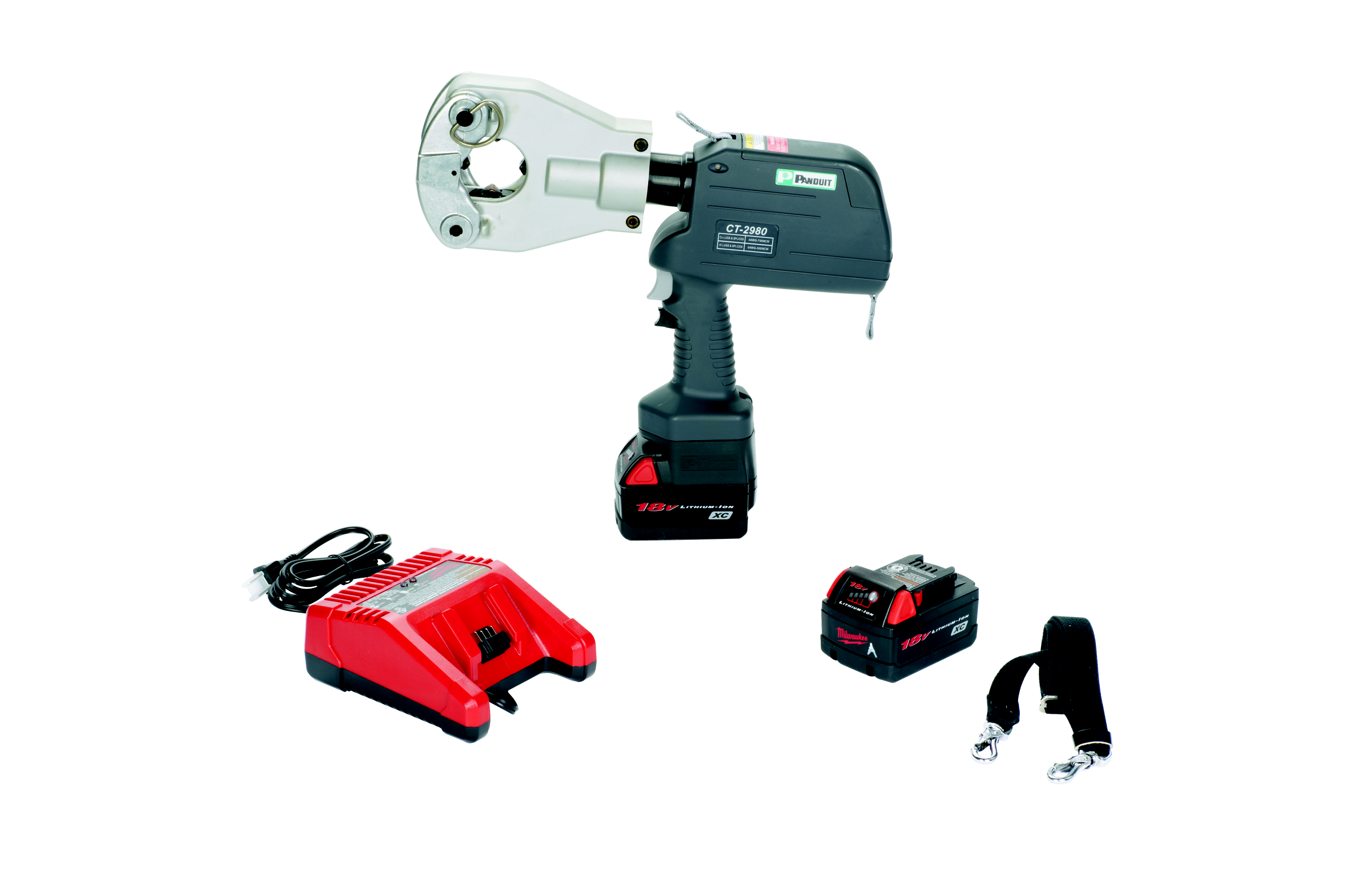 Product image for Panduit CT-2980/L Lithium-Ion Battery Powered Hydraulic Crimp Tool, Dieless, 6.2 Ton