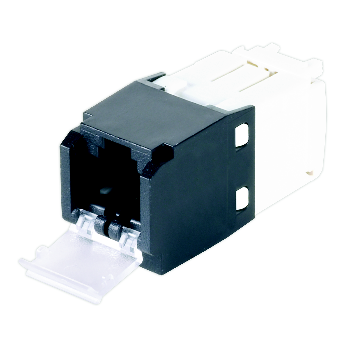 Panduit CJD688TGBL Mini-Com Shuttered Module, Cat 6, UTP, 8 pos 8 wire, Universal, Black, TG Style Product image for Panduit CJD688TGBL Mini-Com Shuttered Module, Cat 6, UTP, 8 pos 8 wire, Universal, Black, TG Style