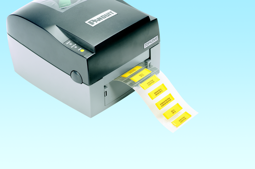 Product image for Panduit H100X025HFT-2 2-sided Halogen Free, Flame Retardant, Low Smoke heat shrink label, white, 1/8" (3.1 mm) dia. polyolefin, 1000/roll.