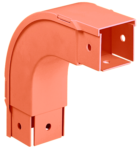 Product image for Panduit FOVRA4X4OR Fitting and Cover, Outside Verticalical 90o, 4" x 4" (100mm x 100mm), Fiber-Duct, Orange
