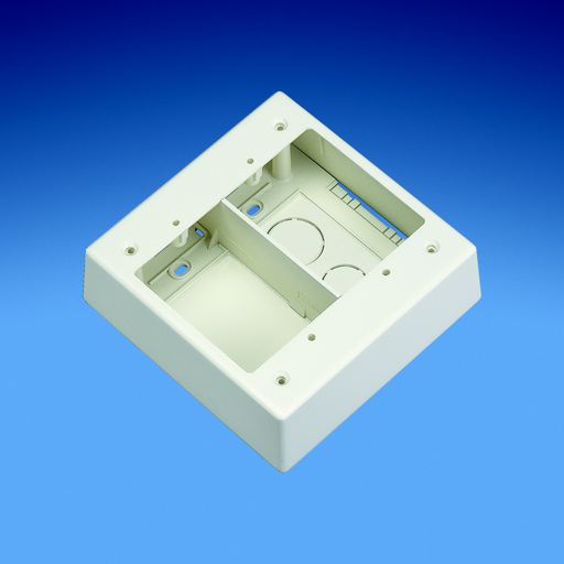Product image for Panduit JBP2SIG Double Gang Two-piece Screw Together Divided Outlet Box, Box Accepts Screw-on Faceplates, Orange, Any Nema Standard Double Gang Faceplate