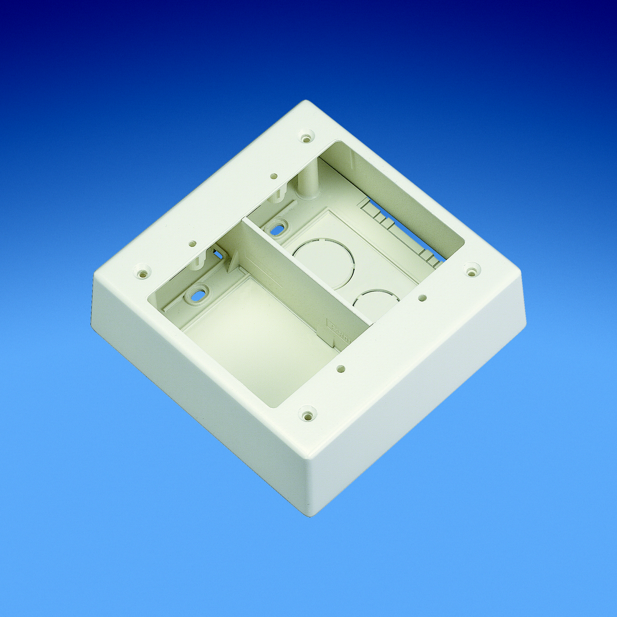 Product image for Panduit JBP2SIG Double Gang Two-piece Screw Together Divided Outlet Box, Box Accepts Screw-on Faceplates, Orange, Any Nema Standard Double Gang Faceplate