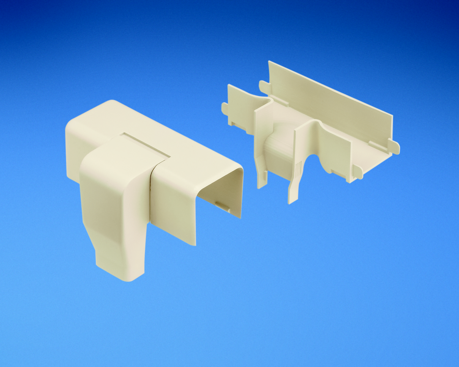 Product image for Panduit OFR20SOOB Spill-over fitting. Allows transition from office furniture raceway run horizontally along partition wall to office furniture Verticalical raceway in one location. Adjustable fitting mai