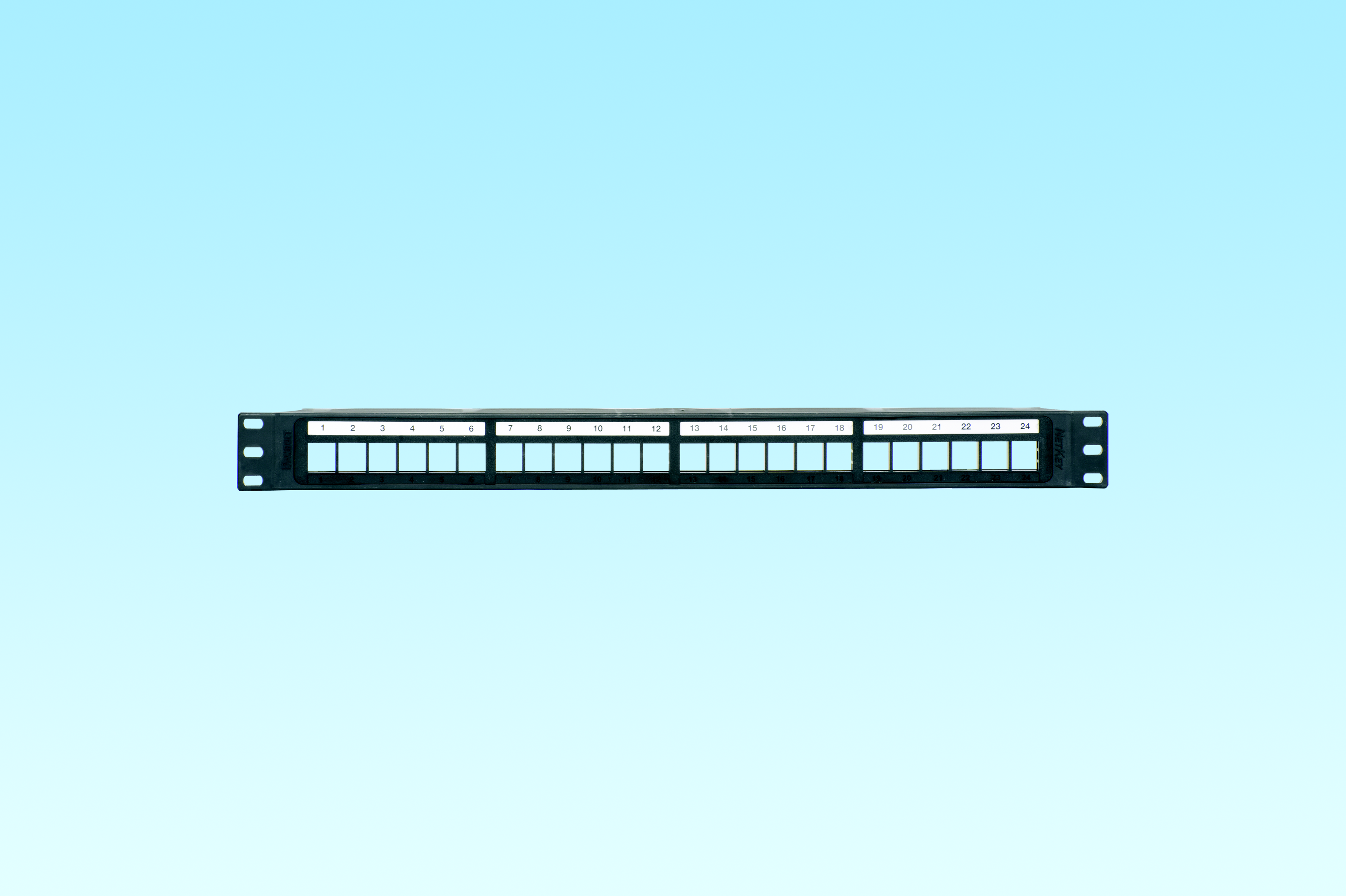 Product image for Panduit NKPP24P NetKey&trade; 24-port molded modular patch panel, 1 RU; molded in numbering and write-on labeling area