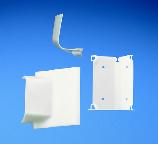 Product image for Panduit WCM35TR70IW Low profile transition fitting. Used to transition from cove raceway to T-70.