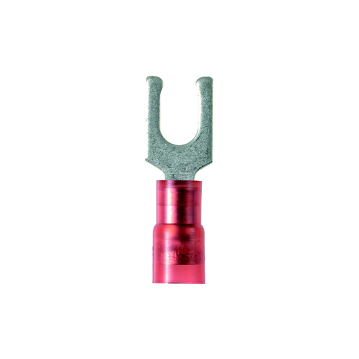 Product image for Panduit PNF18-8LF-C 22-18 AWG #8 Stud Size Standard Package Nylon Insulated Funnel Entry Locking Fork Terminal