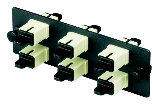 Product image for Panduit FAP6WEIDSC SC FAP Loaded With Six SC Duplex Multimode Fiber Optic Adapters (electric Ivory) With Phosphor Bronze Split Sleeves.