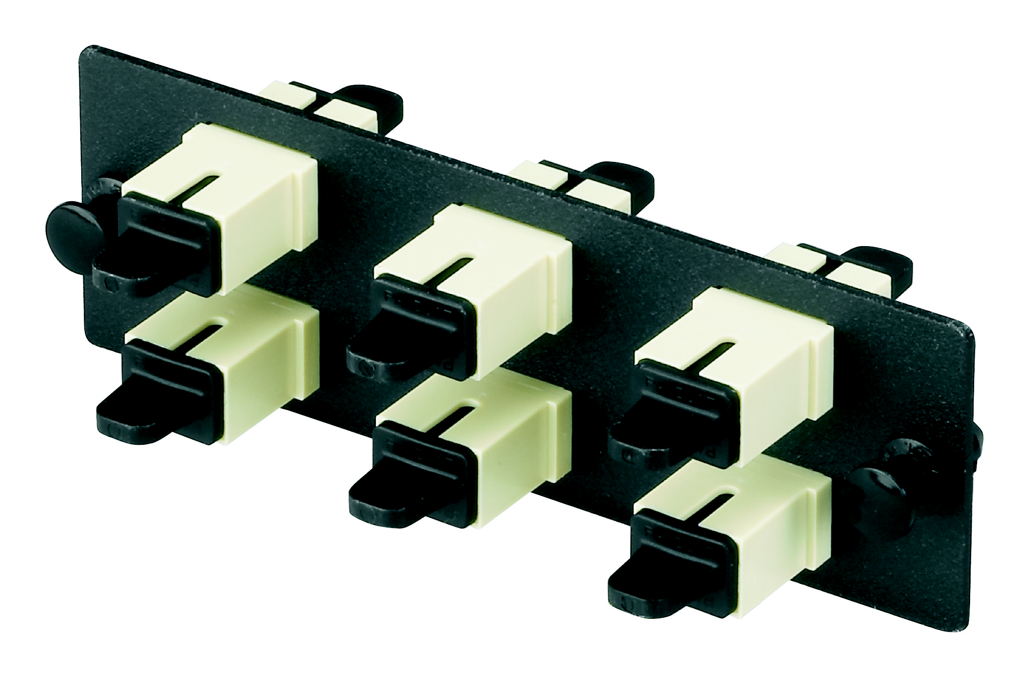 Product image for Panduit FAP6WEIDSC SC FAP Loaded With Six SC Duplex Multimode Fiber Optic Adapters (electric Ivory) With Phosphor Bronze Split Sleeves.