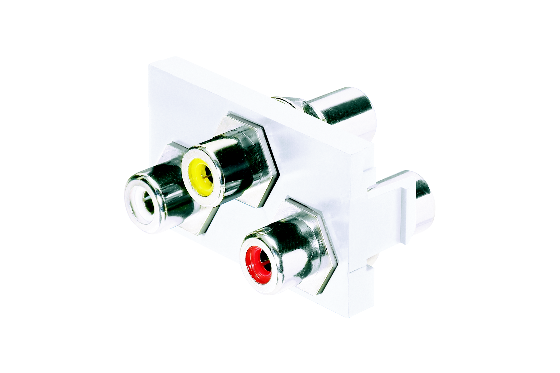 Product image for Panduit CHR3WYRIW 1/3 Insert, 3 RCA Couplers (WYR), Off White