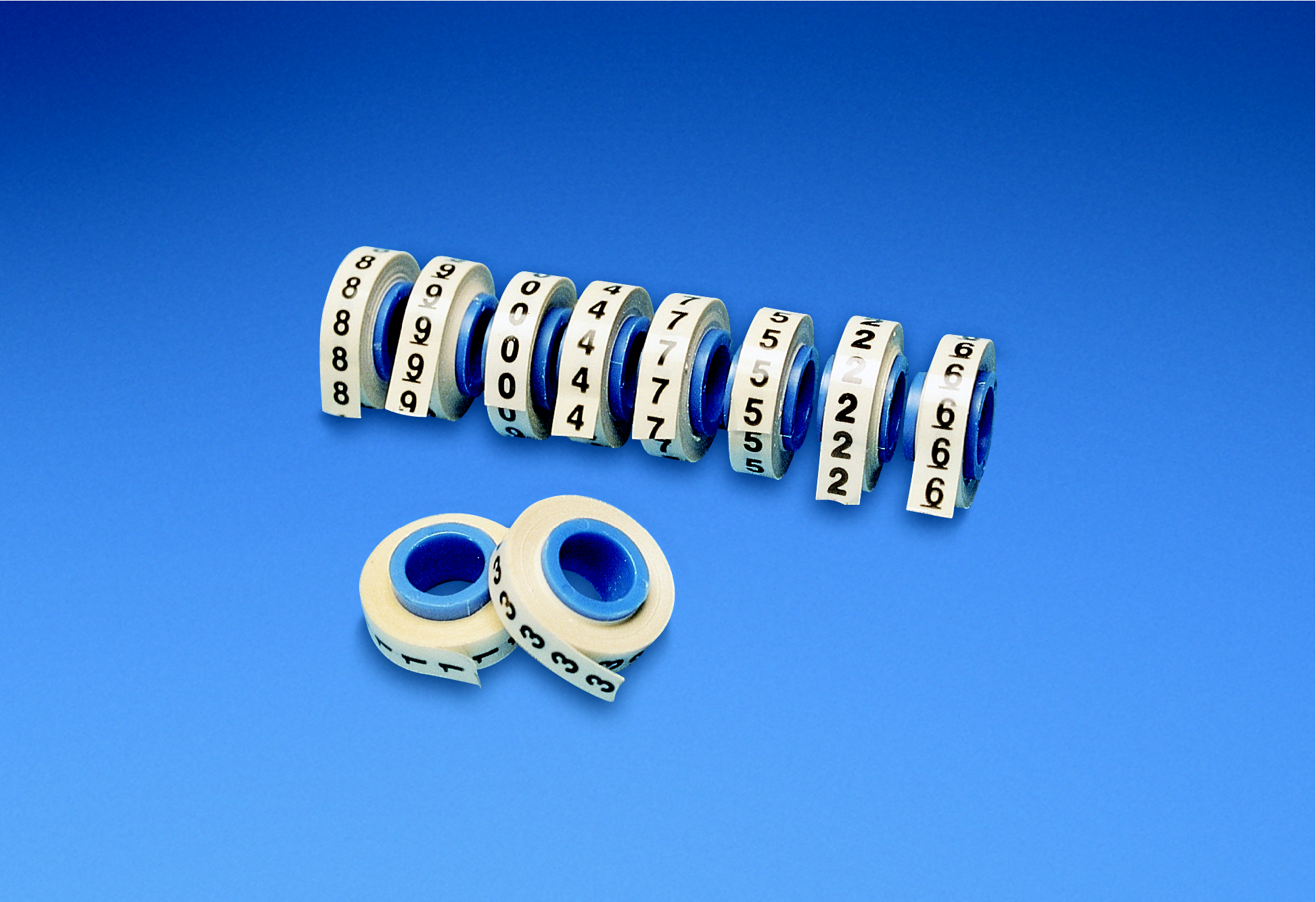 Product image for Panduit PMDR-60-69 Pre-Printed Marker Tape Refills, Polyester, 8' roll, White, 60 thru 69 legends only