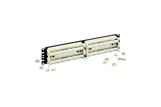 Product image for Panduit GPB484R2Y Two 96-pair (24-port) Category 6 punchdown bases premounted to panel with 4-pair connector kit included.