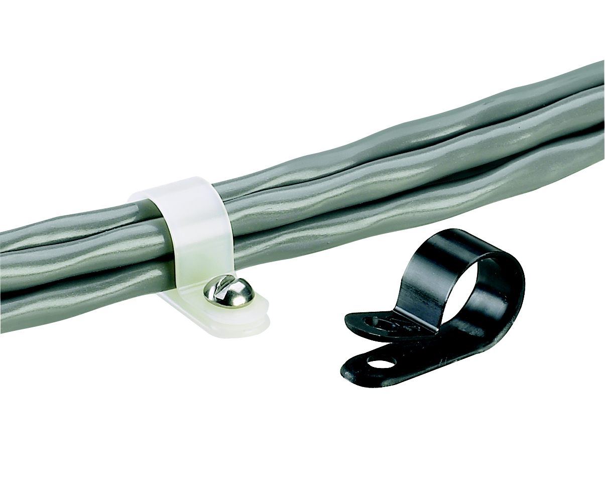 Product image for Panduit CCH12-S10-M0 Fixed Dia Clamp, .12" (3.2mm) Bundle, #10 Screw (M5), Black