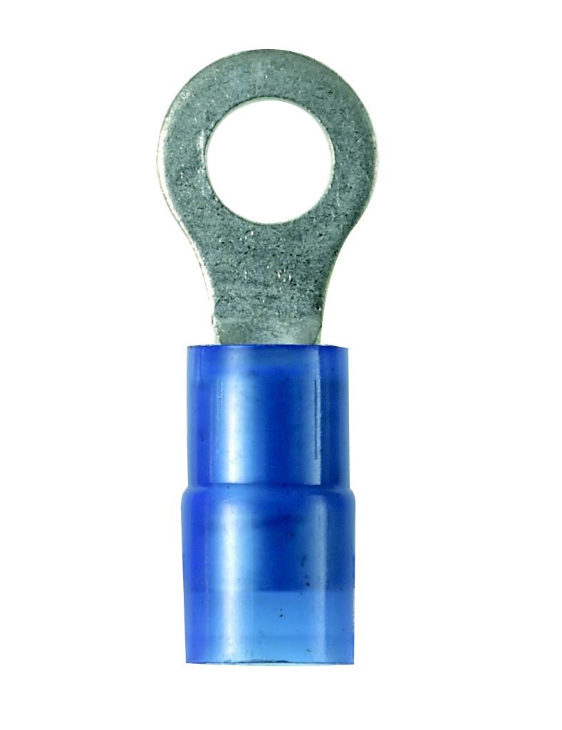 Product image for Panduit PN14-4R-C Ring Terminal, Nylon Insulated, 18 - 14 AWG, #4 Stud Size