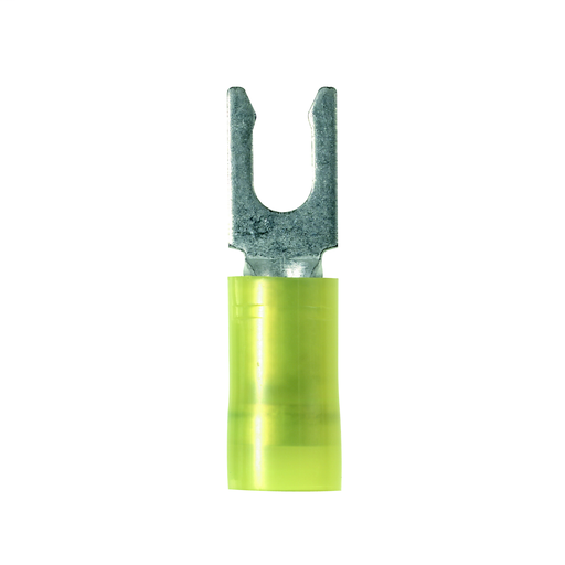 Product image for Panduit PNF10-6LF-L 12-10 AWG #6 Stud Size Standard Package Nylon Insulated Funnel Entry Locking Fork Terminal