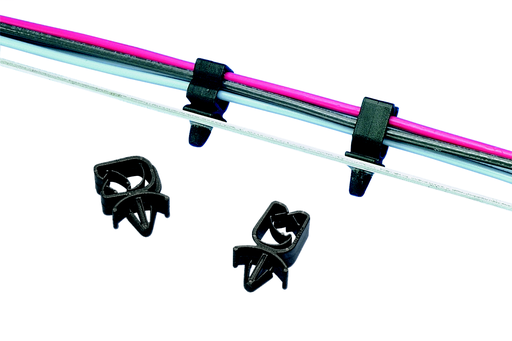 Product image for Panduit HCMP06B12-C20 Harness Clip Winged Push Mount, Ver, .24 "- .47" (5.9mm - 12.5mm) Bun Range, Black