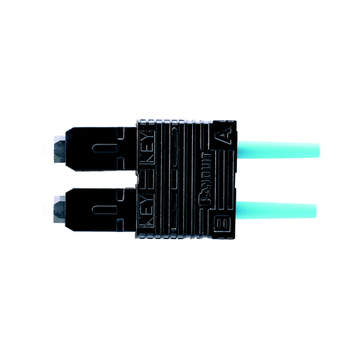 Product image for Panduit FSCMCXAQ SC 50/125m Om3/Om4 Multimode Simplex Connector, Aqua Boot