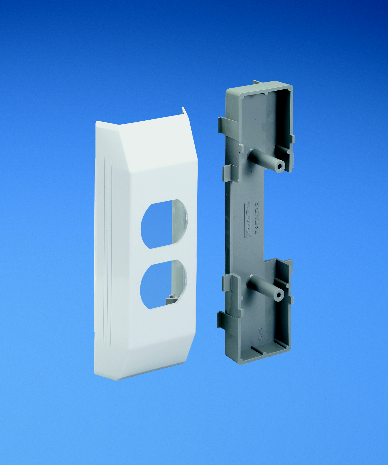 Panduit T45HEBWH T-45 electrical bracket and box for installation of 106 duplex outlet. Product image for Panduit T45HEBWH T-45 electrical bracket and box for installation of 106 duplex outlet.