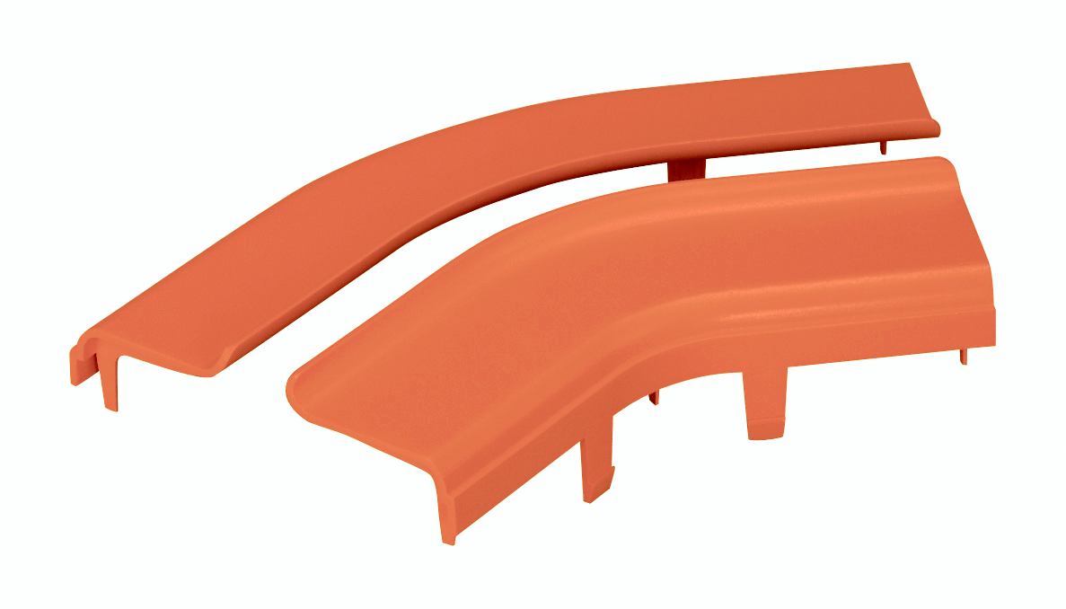 Panduit FRH45SC4OR Split Cover, Horizontal 45o, 4" x 4" (100mm x 100mm), FiberRunner, Orangeange Product image for Panduit FRH45SC4OR Split Cover, Horizontal 45o, 4" x 4" (100mm x 100mm), FiberRunner, Orangeange