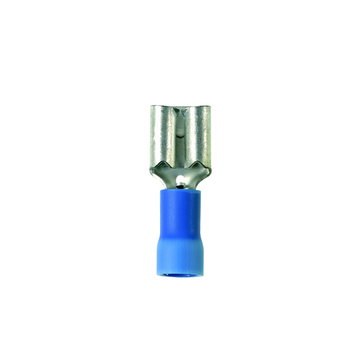 Product image for Panduit DV14-250B-E Female Disconnect, Vinyl Barrel Insulated, 16 - 14 Awg, .250 X .032 Tab Size, Butted Seam, Terminal Convenience Package