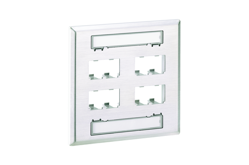 Product image for Panduit CFPL8S-2GY Faceplate, 8 Port, Double Gang, Stainless Steel