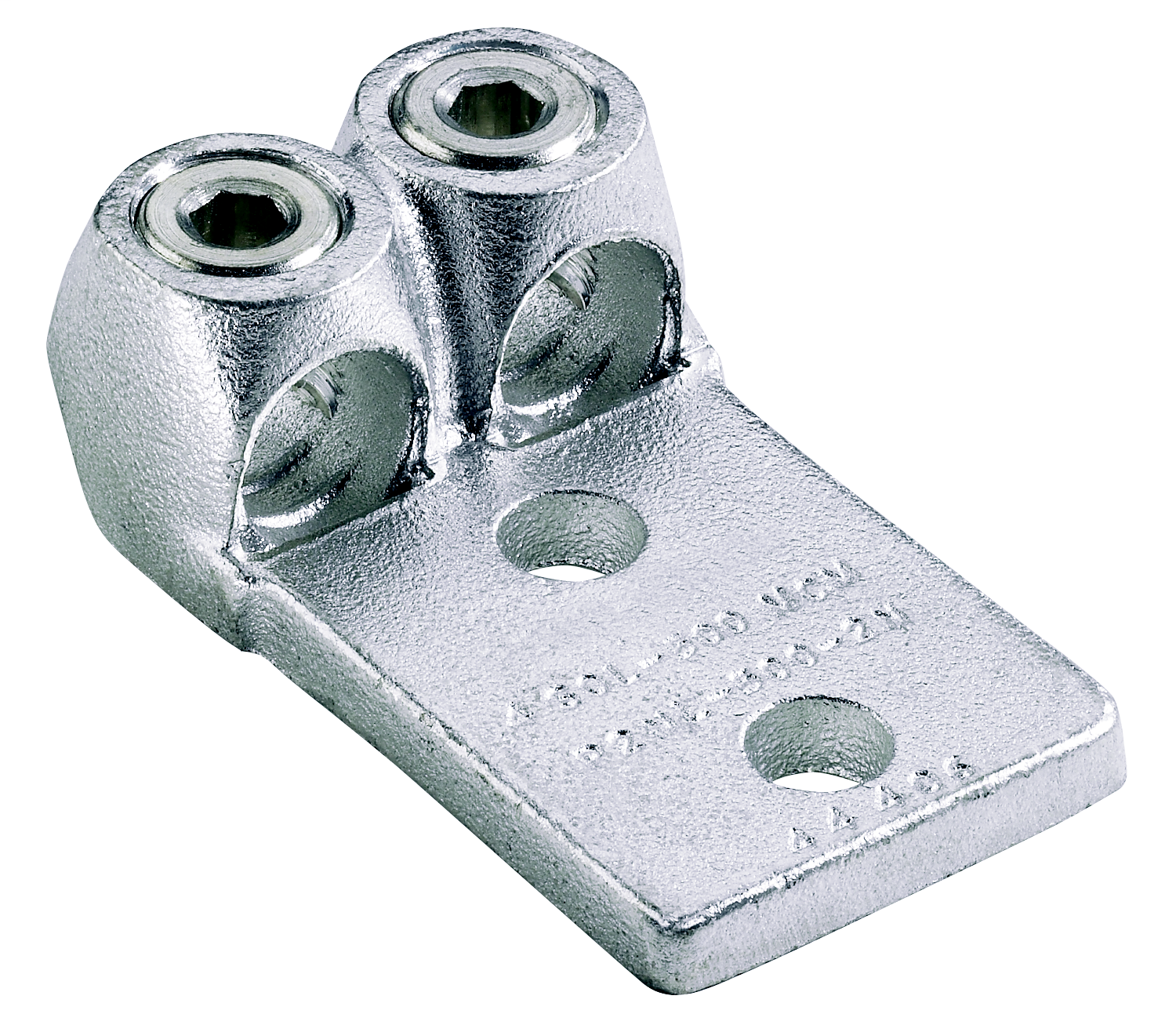 Product image for Panduit P2NLT-500-3 Copper Mechanical Lug, 2 Hole, 2 Barrel, Tin-Plated, #4 SOL - 500 kcmil, 1/2" (12.7mm) Stud