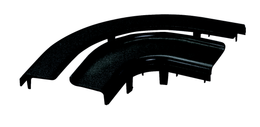 Product image for Panduit FRRASC4BL Split Cover, Horizontal Right Angle, 4" x 4" (100mm x 100mm), FiberRunner, Black