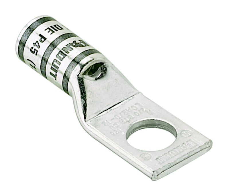 Product image for Panduit LCA250-14-X Copper Compression Lug, 1 Hole, 250 kcmil, 1/4" (6.4mm) Stud