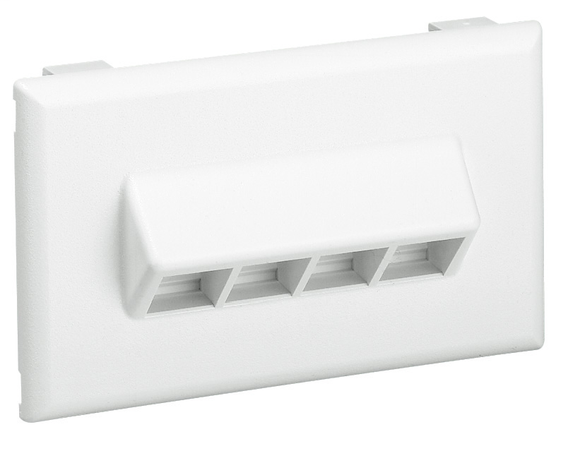 Panduit NK4HSRFEI Snap-on 4-position sloped horizontal faceplate accepts any Panduit® NetKey® Module. Compatible with Panduit® Fast-Snap™ Outlet Boxes, Surface Raceway Systems, and P Product image for Panduit NK4HSRFEI Snap-on 4-position sloped horizontal faceplate accepts any Panduit® NetKey® Module. Compatible with Panduit® Fast-Snap™ Outlet Boxes, Surface Raceway Systems, and P