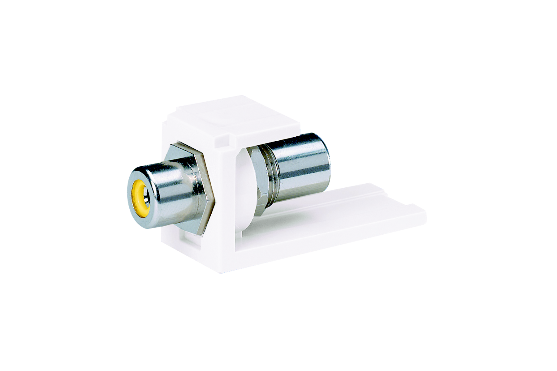 Product image for Panduit CMRPYEI Coupler Module, RCA Pass-Through, Yellow Insert, Electric Ivory