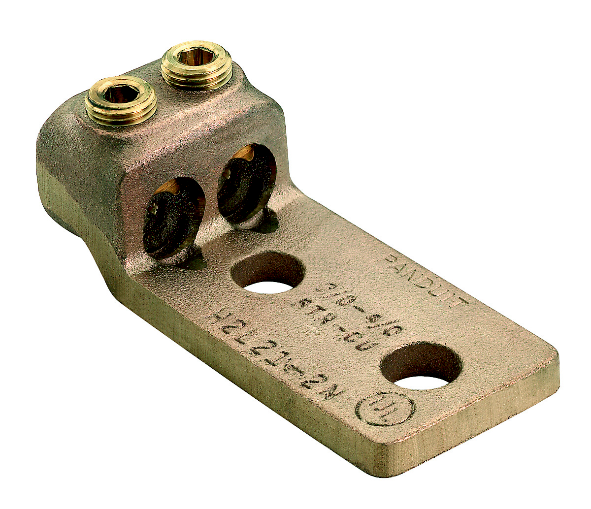 Product image for Panduit H2L30-2N-1 Copper Mechanical Lug, 2 Hole, 2 Barrel, 4/0 STR - 300 kcmil, 1/2" (12.7mm) Stud