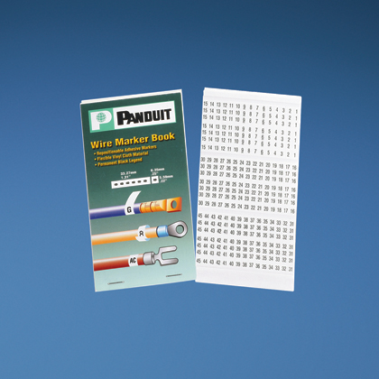 Pre-Printed Wire Marker Book, Vinyl Cloth, Marker Size 0.22 Inch Width x 1.38 Inches Length, Solid NEMA colors only, Overall Label Size 0.217 Inch x 1.56 Inches, Solid NEMA colors Red, Yellow, White, Light Blue, Light Green, Black, Brown, Orange, Gray, Da