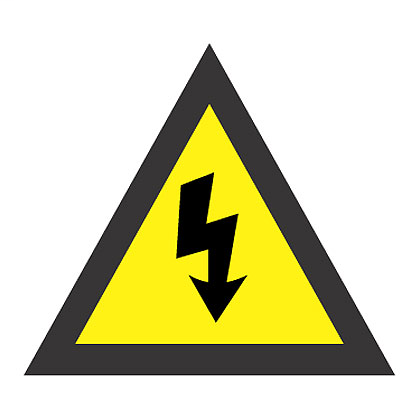 Warning Label, Vinyl, Electrical Symbol, 4.50 Inch Triangle, 50 Pieces Per Package, Black/Yellow