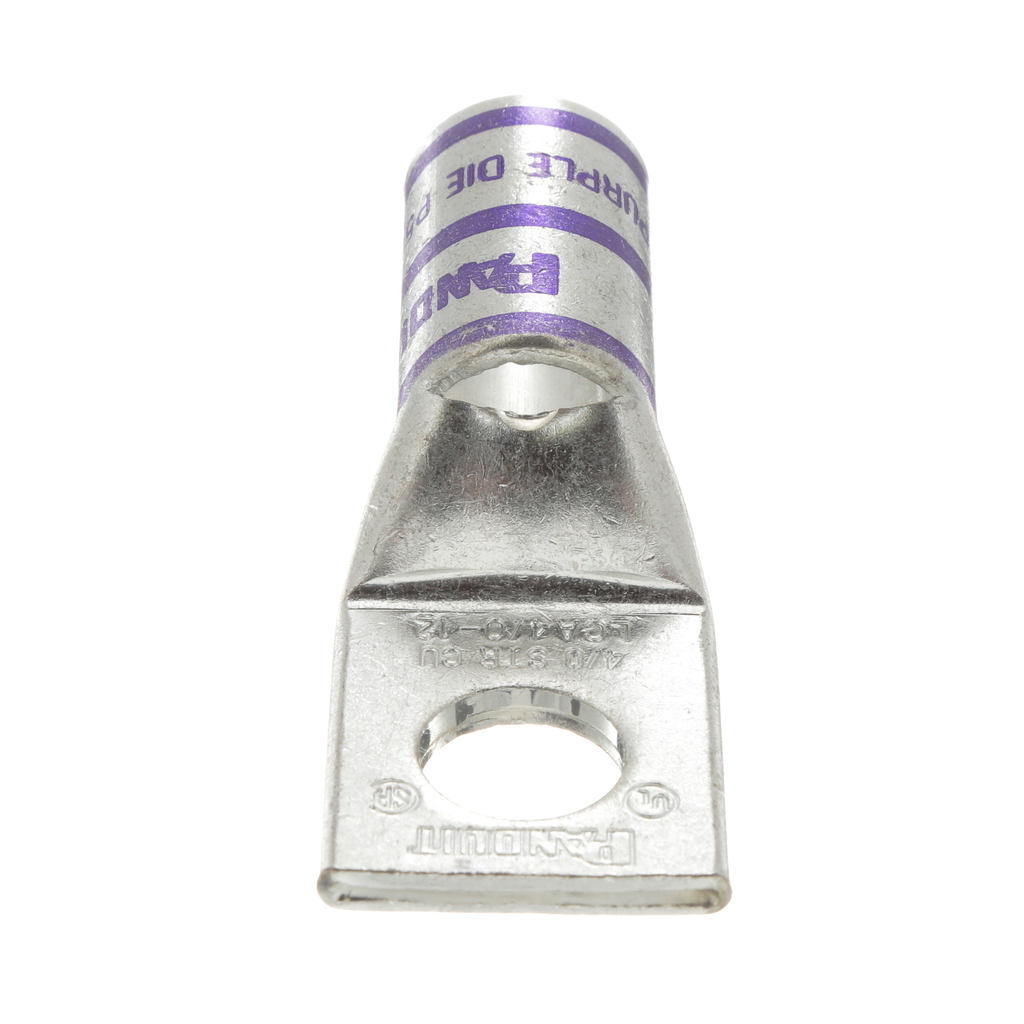 Standard Barrel with Window 1//0 AWG Wire 3//8 Stud Hole Panduit LCA1//0-38-X Tin-Plated Copper Compression Connector Lug One-Hole