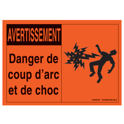 Panduit PPS0204W2100-F Polyester Adhesive Arc Flash Label, Written in French. Product image for Panduit PPS0204W2100-F Polyester Adhesive Arc Flash Label, Written in French.