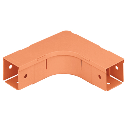 2 x 2 Fiber-Duct Fitting. Attaches to channel to create a 90° horizontal turn from a straight horizontal run. Cover included. Orange.