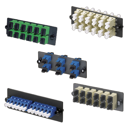 Product image for Panduit FAP12WBLDLC LC OM2 FAP Loaded with Twelve LC Duplex Multimode Fiber Optic Adapters (Black) with Phosphor Bronze Split Sleeves.