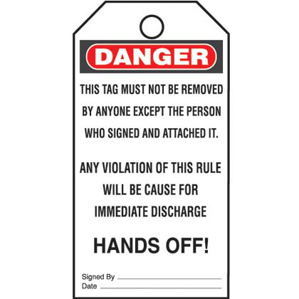 PAN PVT-62-Q TAG,DANGER THIS TAG.., PAN PVT-62-Q TAG,DANGER THIS TAG..,