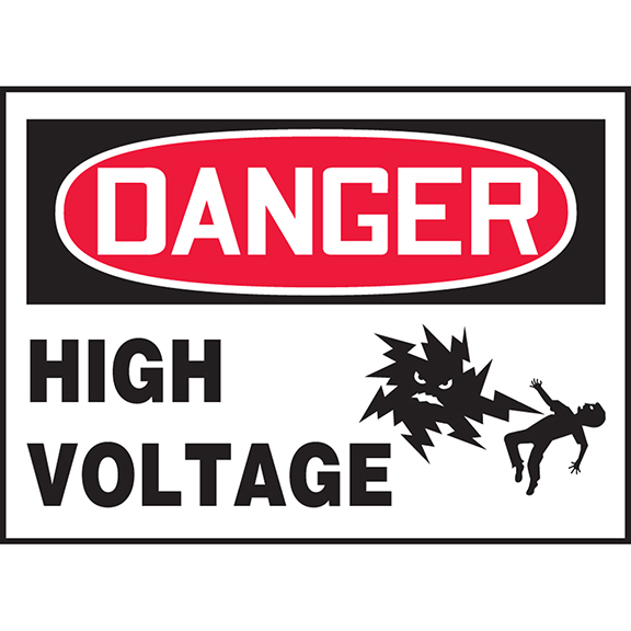Product image for Panduit PVS0305D7152 Safety Label, 3.50" x 5.00", DANGER HIGH VOLTAGE, Outdoor Durability 2 years, Red/Black on White.