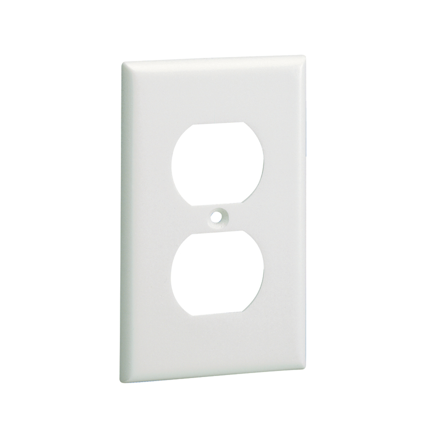 Product image for Panduit CP106WH Screw-on Single Gang 106 Duplex Faceplate. Covers One Nema Standard 106 Duplex Electrical Outlet Orange One Standard 106 Communication Module Frame, White.