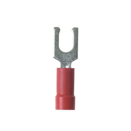 Product image for Panduit EV18-10LFB-Q Locking Fork Terminal, vinyl insulated, 22 - 18 AWG, #10 Stud Size.