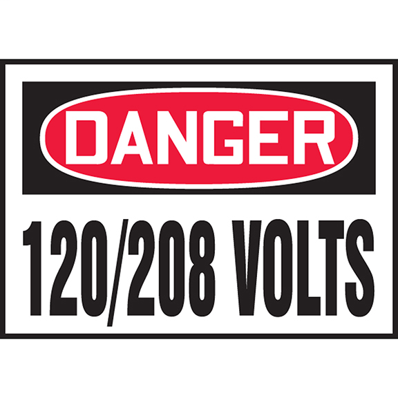 Product image for Panduit PLVS0305D3165 Safety Label, 3.50" x 5.00", DANGER 120/208 VOLTS, Outdoor Durability 5-7 years